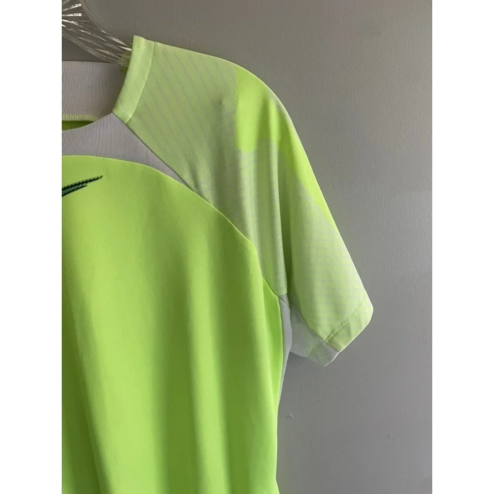 Nike Dri-FIT Slim Fit Neon Yellow Running Training Top Women's XL Athletic